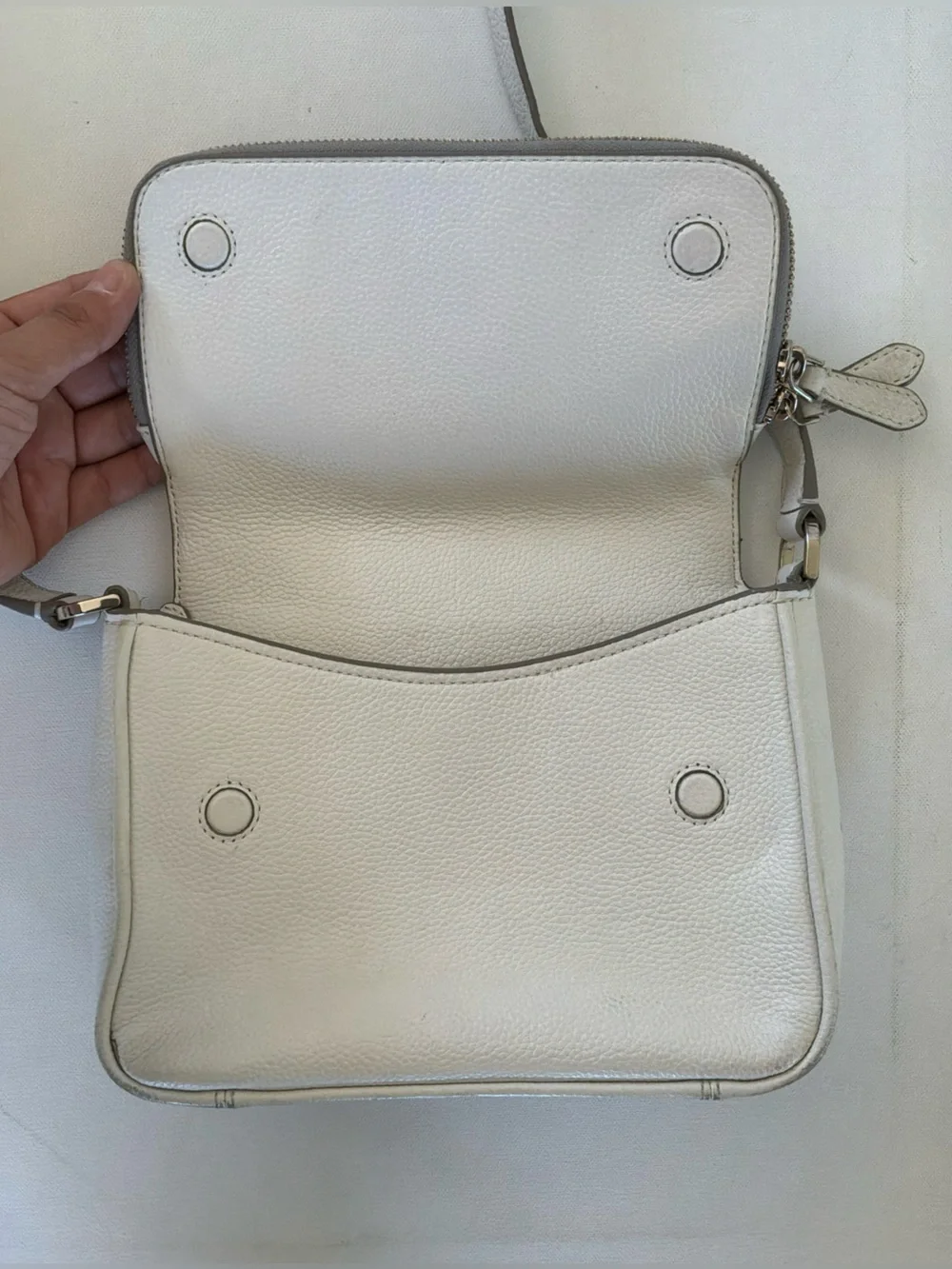 Kate Spade New York White Pebbled Leather Crossbody Shoulder Bag